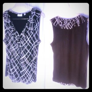 New york and co ruffel neck sleeveless blouse